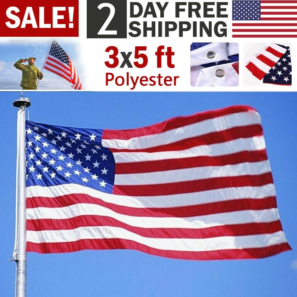 American Flags For Outside 3X5 FT USA Flag - Premium US Flag 90X150cm Heavy Duty Outdoor Large Nylon Flag Stars With Brass Grommets