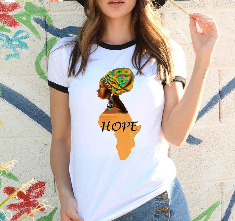 Africa Map Graphic T Shirt for Women  ,Printed T-shirt