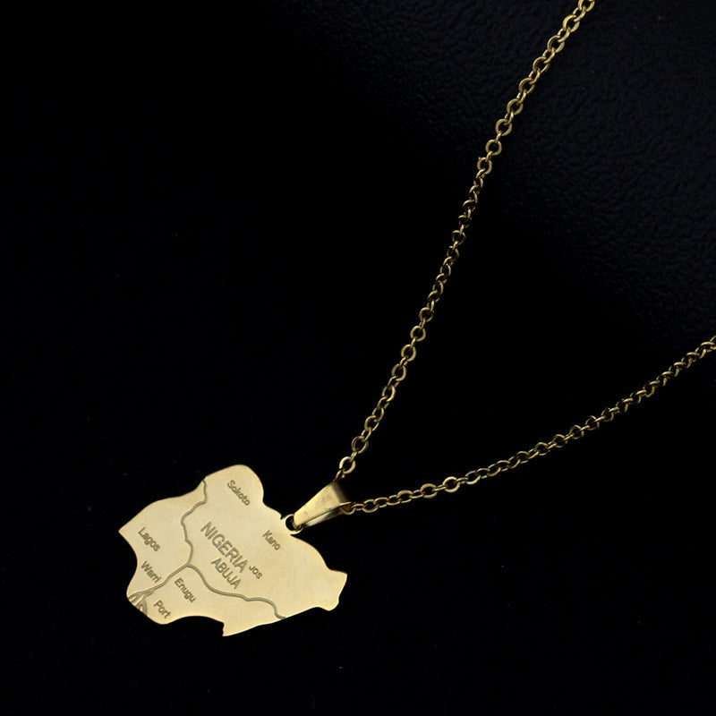 Stainless steel Nigeria map pendant