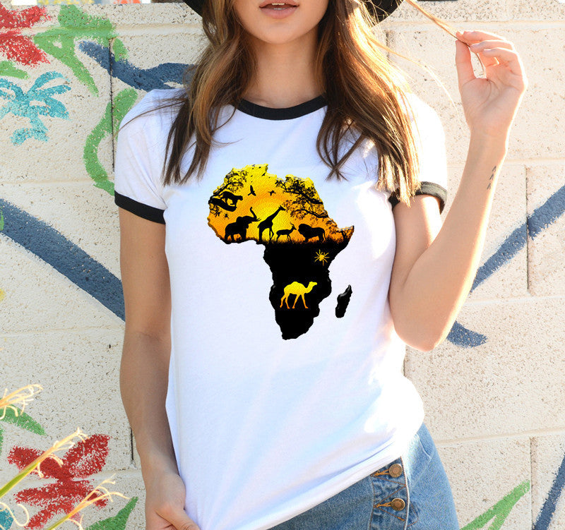 Africa Map Graphic T Shirt for Women  ,Printed T-shirt