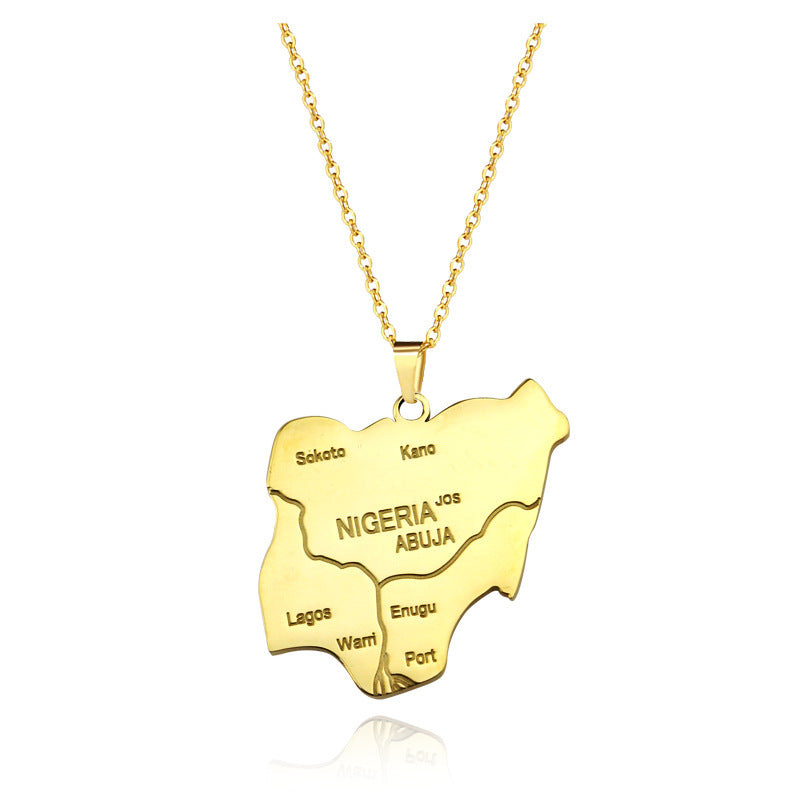 Stainless steel Nigeria map pendant