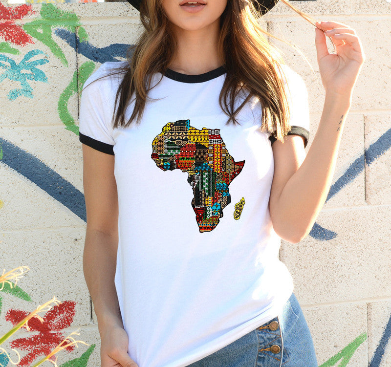 Africa Map Graphic T Shirt for Women  ,Printed T-shirt