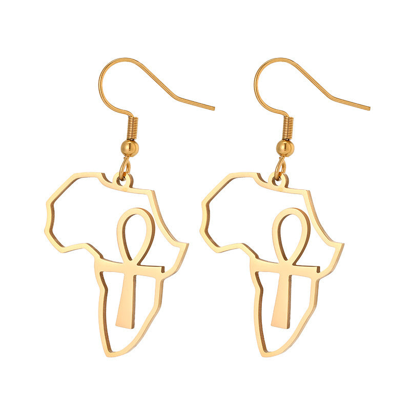 Fashion Hot Sale Cross Africa Map Earrings