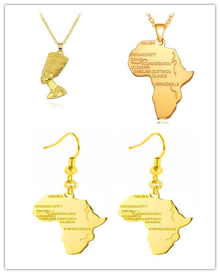 Outline africa map clavicle necklace