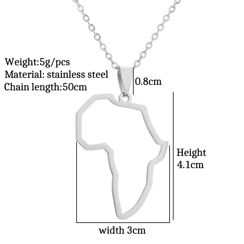 Africa Map Hip Hop Couple Pendant Necklace