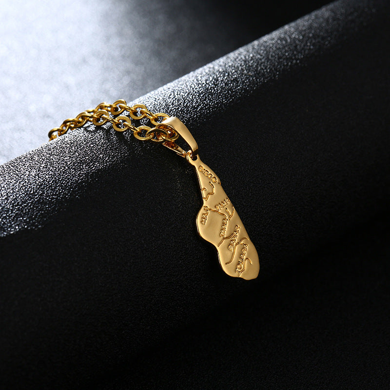 Africa Madagascar Stainless Steel Chain Map Necklace