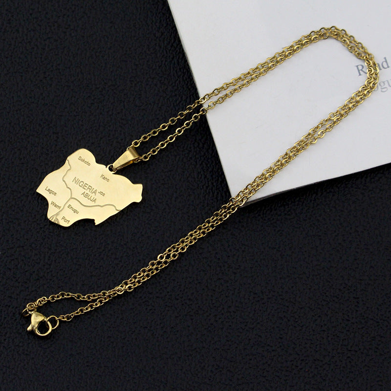 Stainless steel Nigeria map pendant