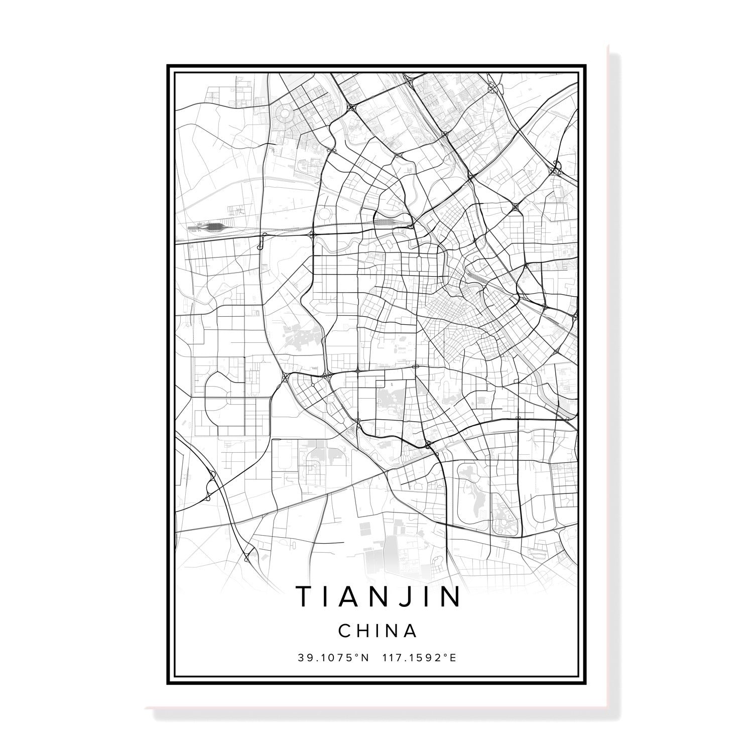 China Qingdao City Map Wall Art Canvas