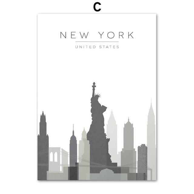 City Map Paris Canvas Painting Nordic Poster