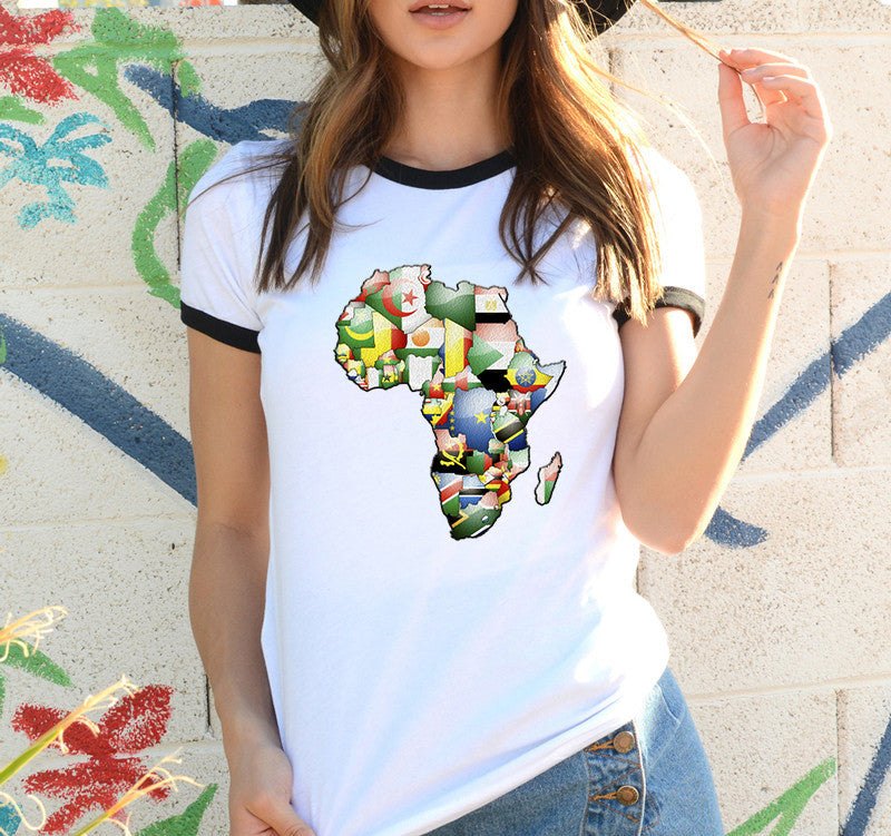 Africa Map Graphic T Shirt for Women  ,Printed T-shirt