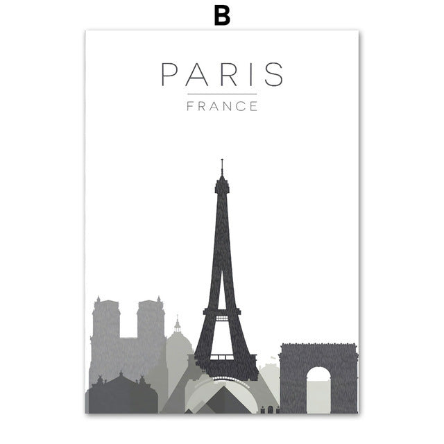 City Map Paris Canvas Painting Nordic Poster