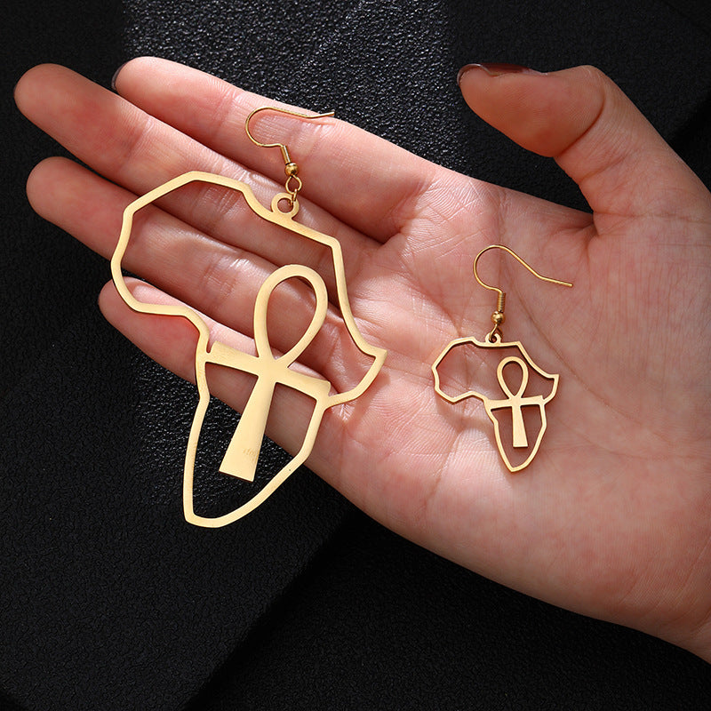 Fashion Hot Sale Cross Africa Map Earrings
