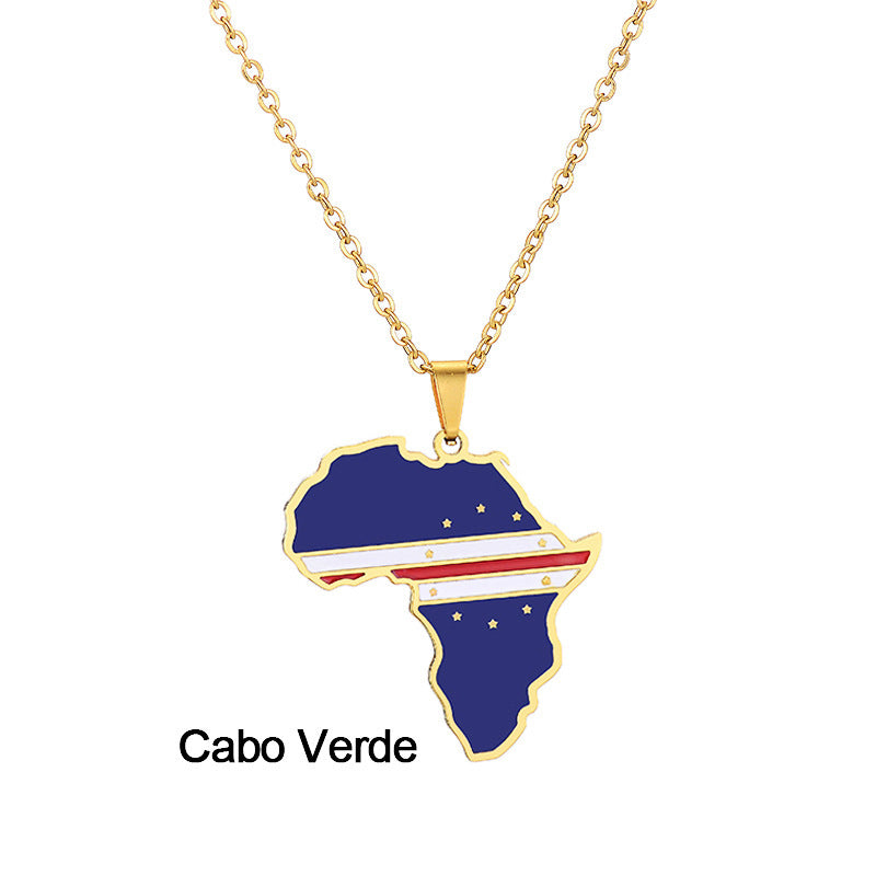 Africa Map Pendant Necklace Stainless Steel Jewelry Ghana Nigeria