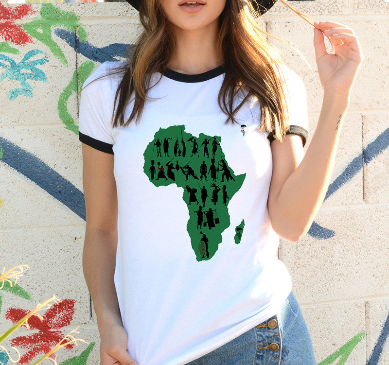 Africa Map Graphic T Shirt for Women  ,Printed T-shirt