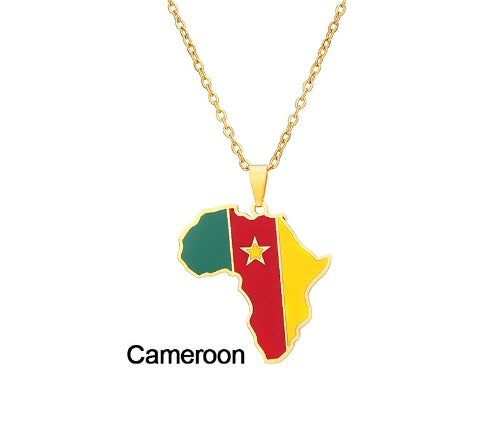 Africa Map Pendant Necklace Stainless Steel Jewelry Ghana Nigeria