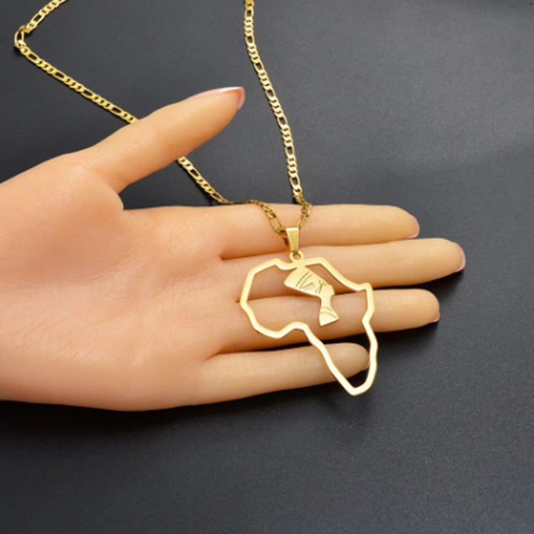 Stainless Steel Africa Map Necklace Ornament
