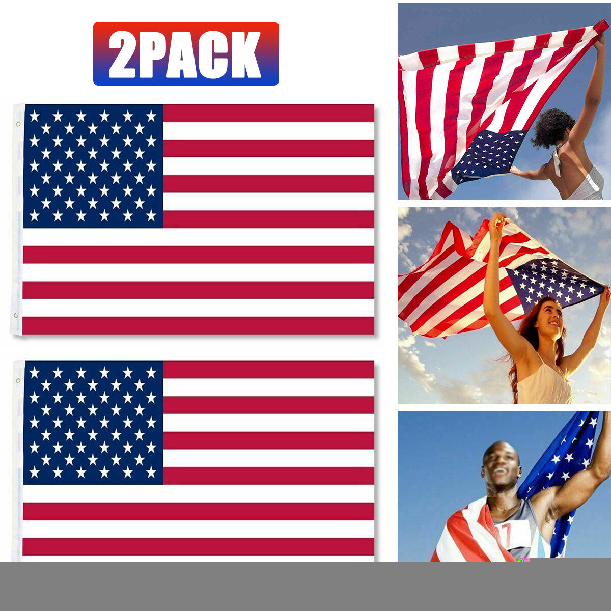 American Flags For Outside 3X5 FT USA Flag - Premium US Flag 90X150cm Heavy Duty Outdoor Large Nylon Flag Stars With Brass Grommets