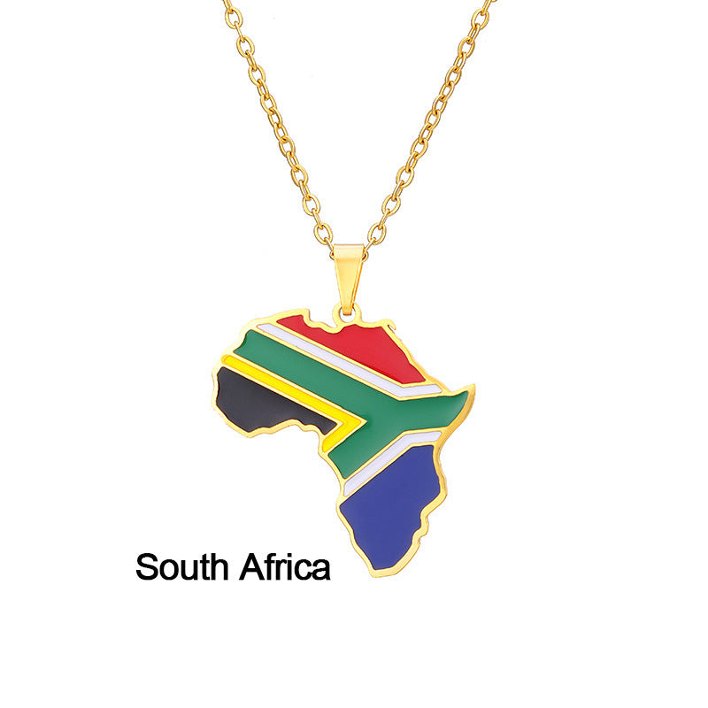 Africa Map Pendant Necklace Stainless Steel Jewelry Ghana Nigeria