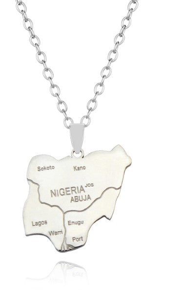 Stainless steel Nigeria map pendant