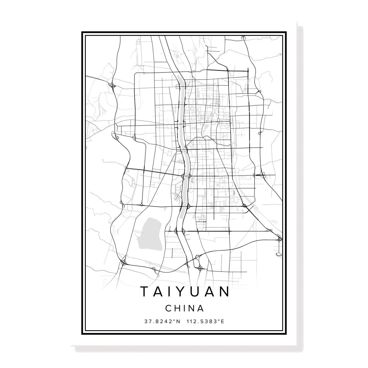 China Qingdao City Map Wall Art Canvas