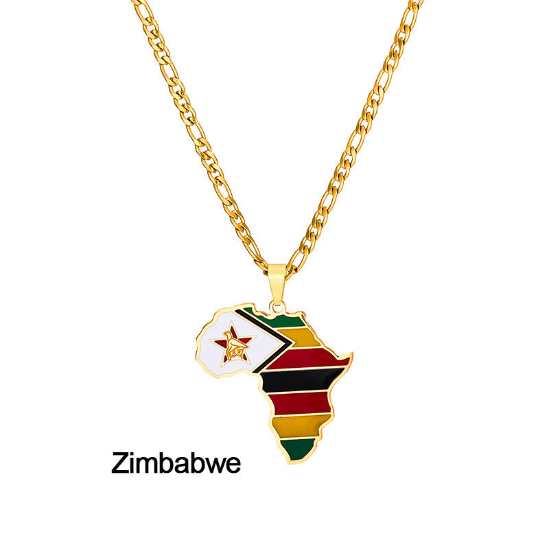 Ornament Africa Map Nigeria Somalia Angola Stainless Steel Necklace