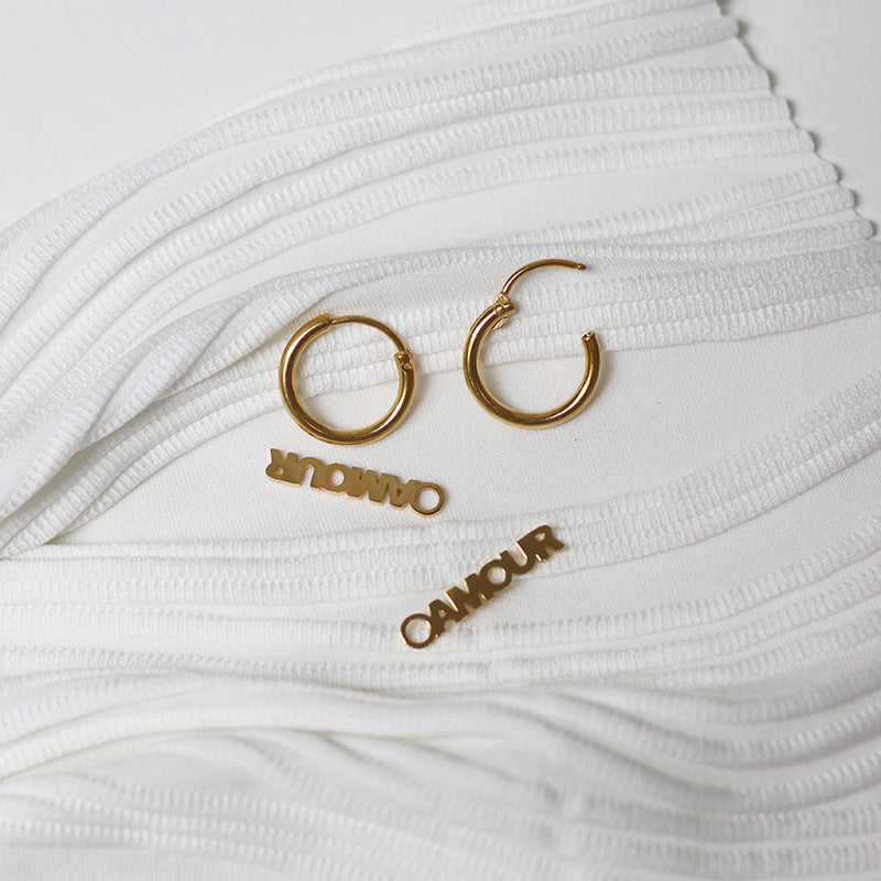 Paris French Alphabet Cutout Earrings Petite