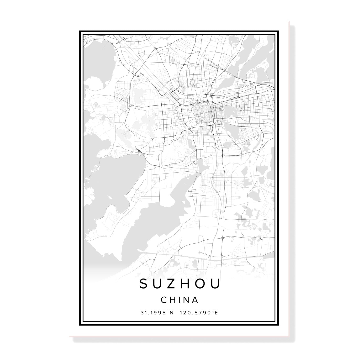 China Qingdao City Map Wall Art Canvas