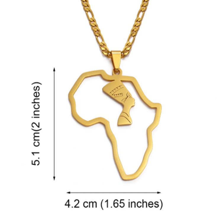 Stainless Steel Africa Map Necklace Ornament
