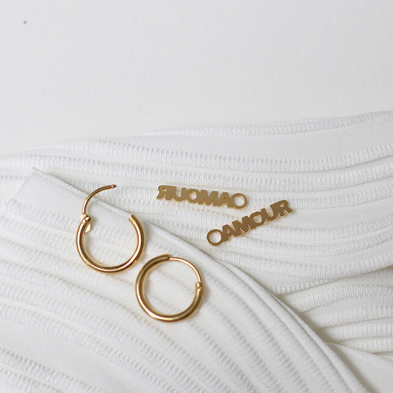 Paris French Alphabet Cutout Earrings Petite