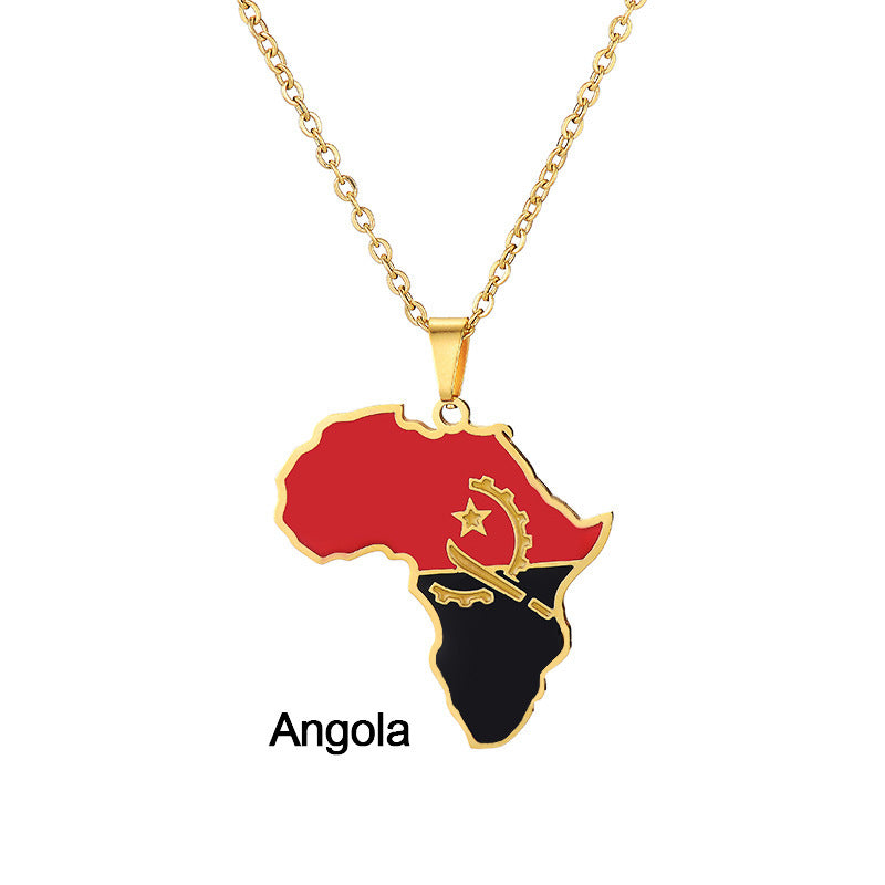 Africa Map Pendant Necklace Stainless Steel Jewelry Ghana Nigeria