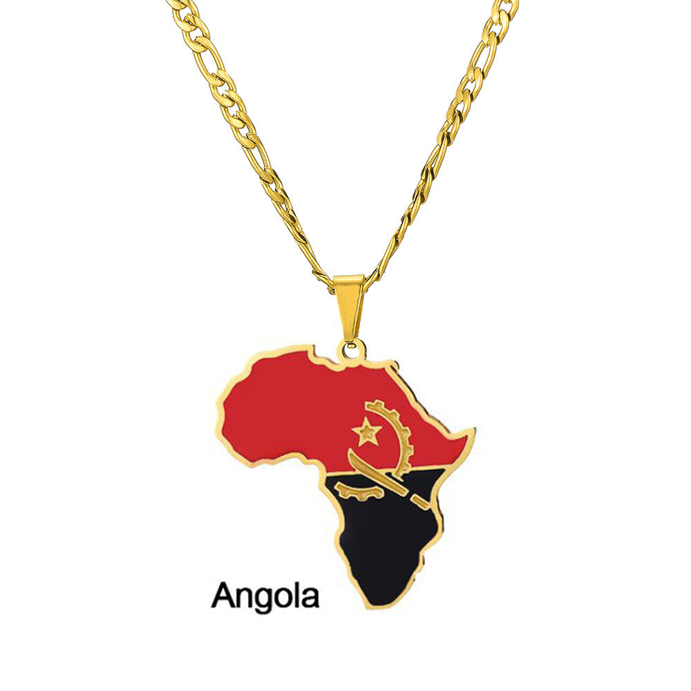 Ornament Africa Map Nigeria Somalia Angola Stainless Steel Necklace