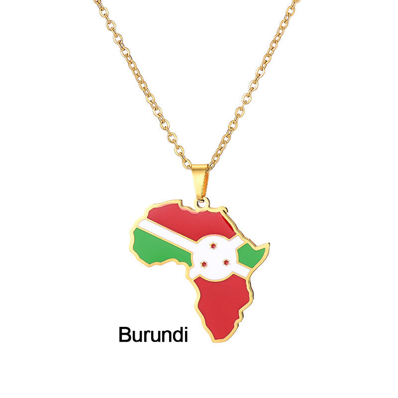 Africa Map Pendant Necklace Stainless Steel Jewelry Ghana Nigeria
