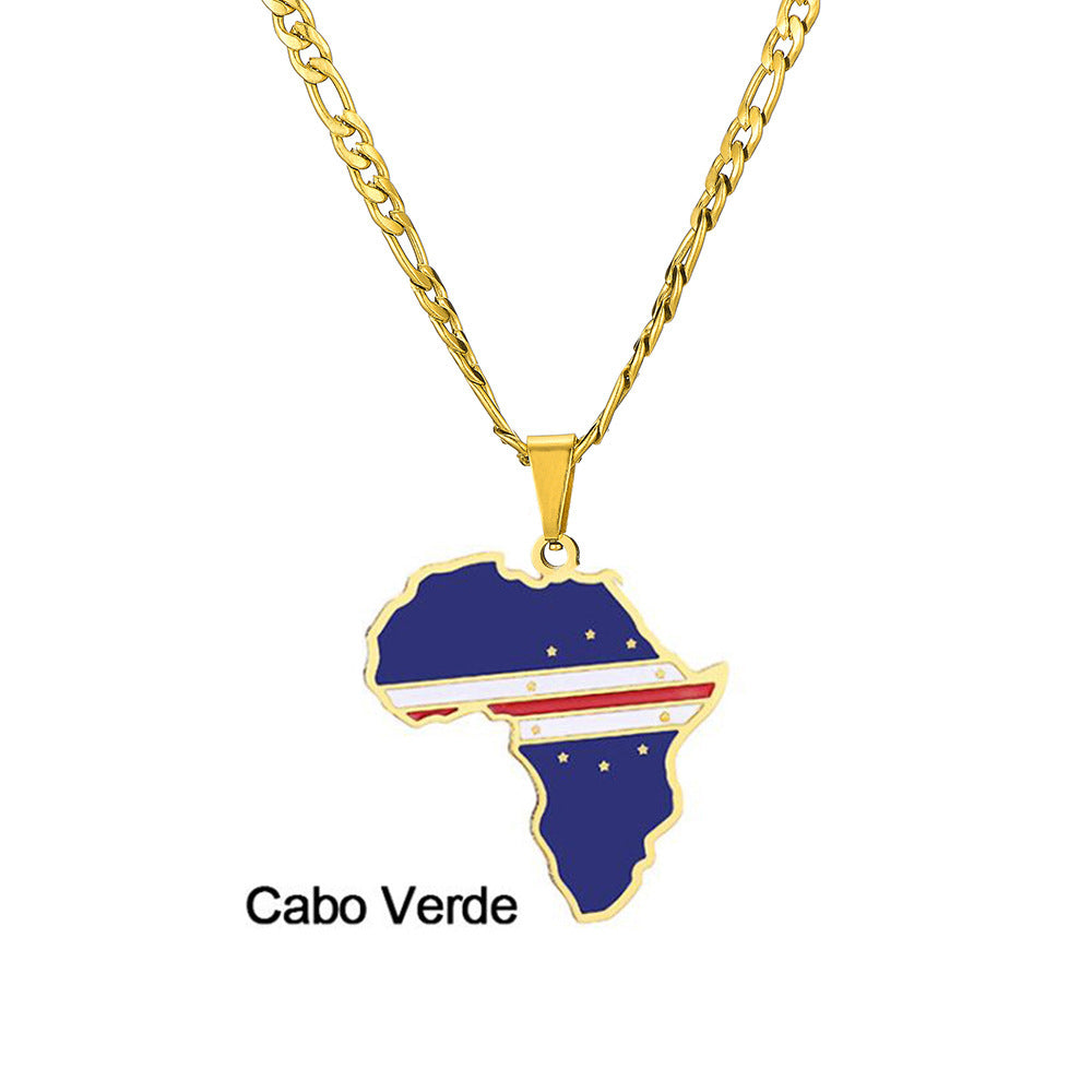Ornament Africa Map Nigeria Somalia Angola Stainless Steel Necklace