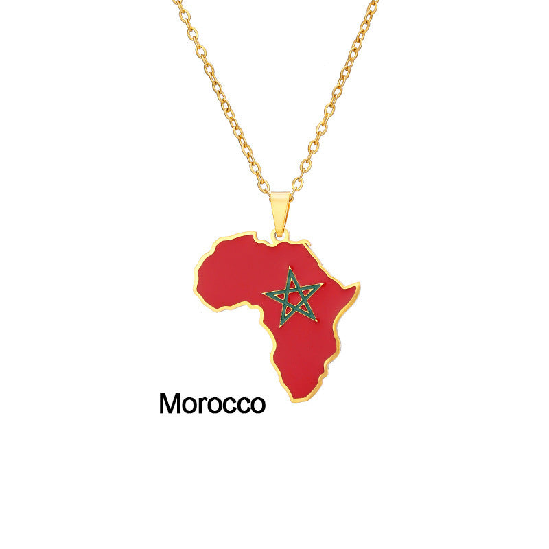 Africa Map Pendant Necklace Stainless Steel Jewelry Ghana Nigeria