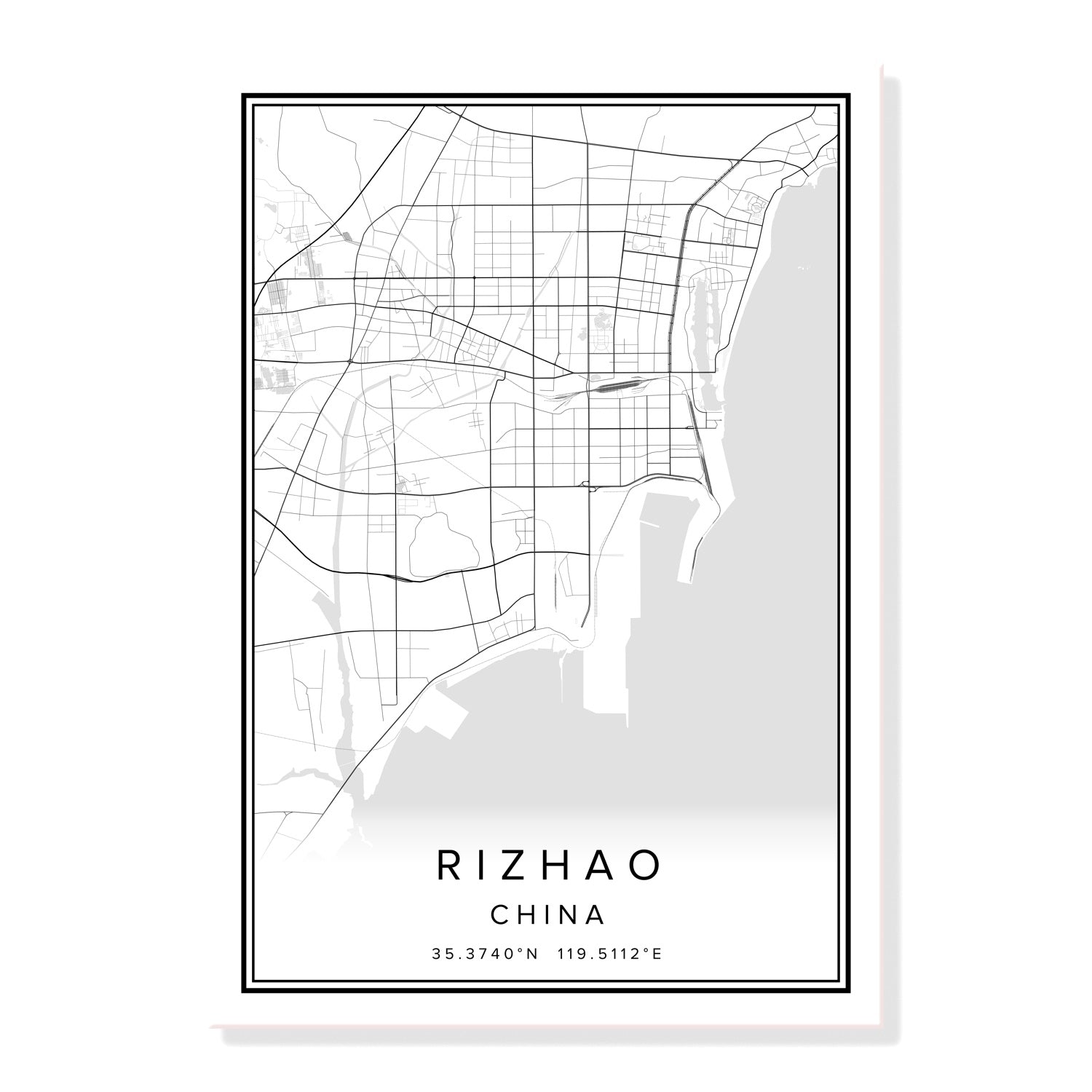 China Qingdao City Map Wall Art Canvas