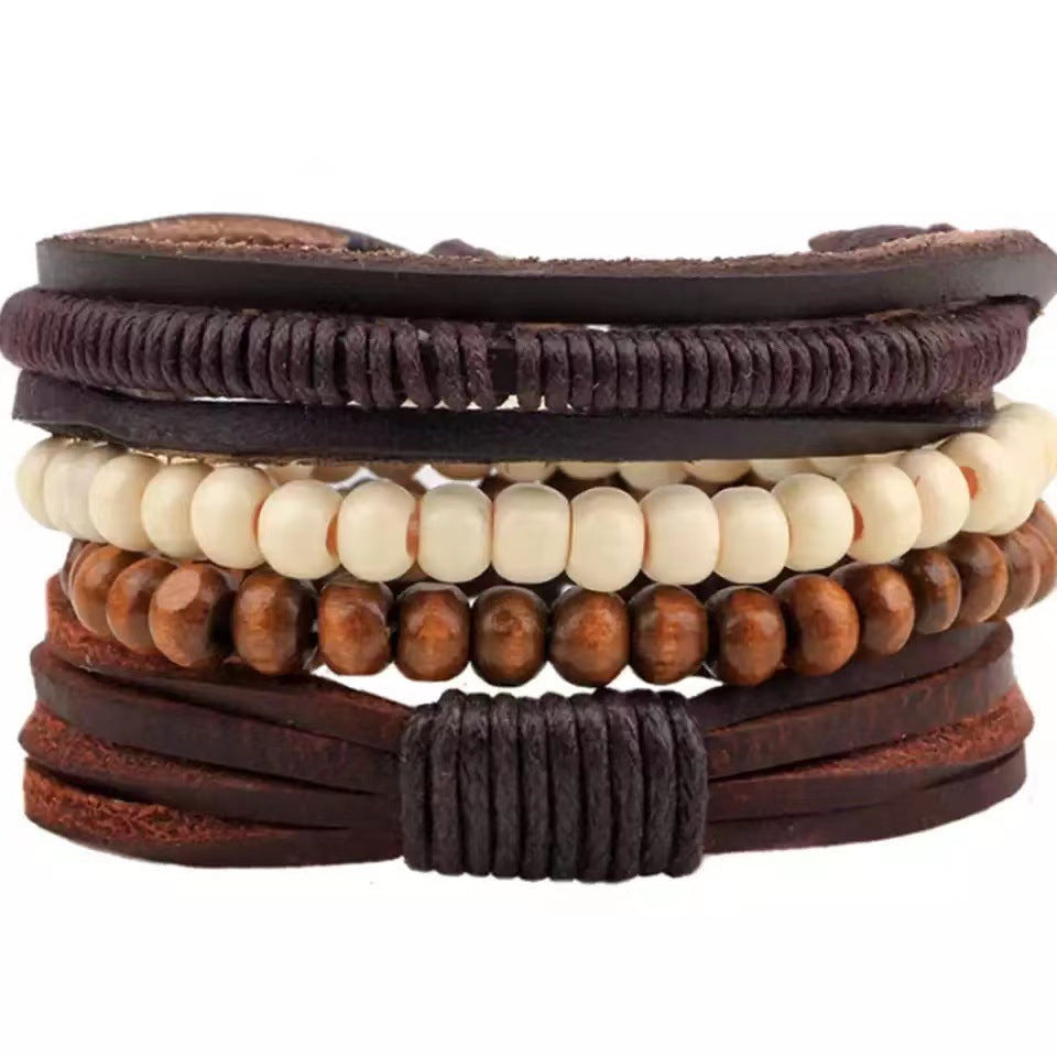 Four-piece Card Africa Map Woven Bracelet Leather