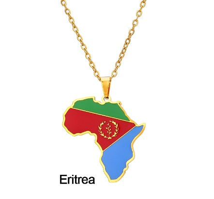 Africa Map Pendant Necklace Stainless Steel Jewelry Ghana Nigeria