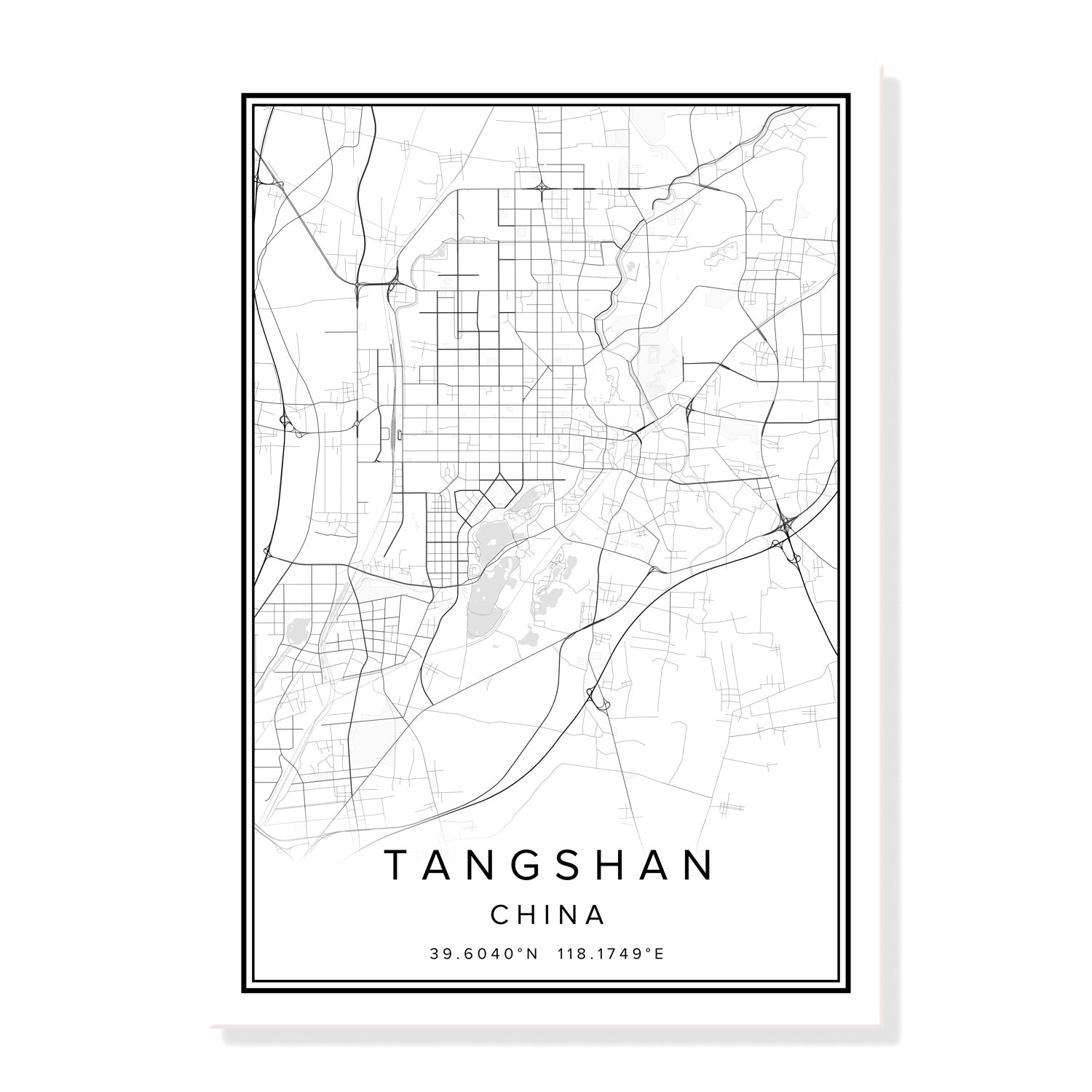 China Qingdao City Map Wall Art Canvas