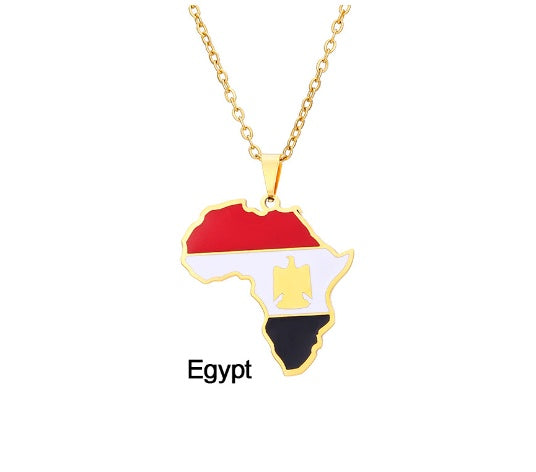 Africa Map Pendant Necklace Stainless Steel Jewelry Ghana Nigeria