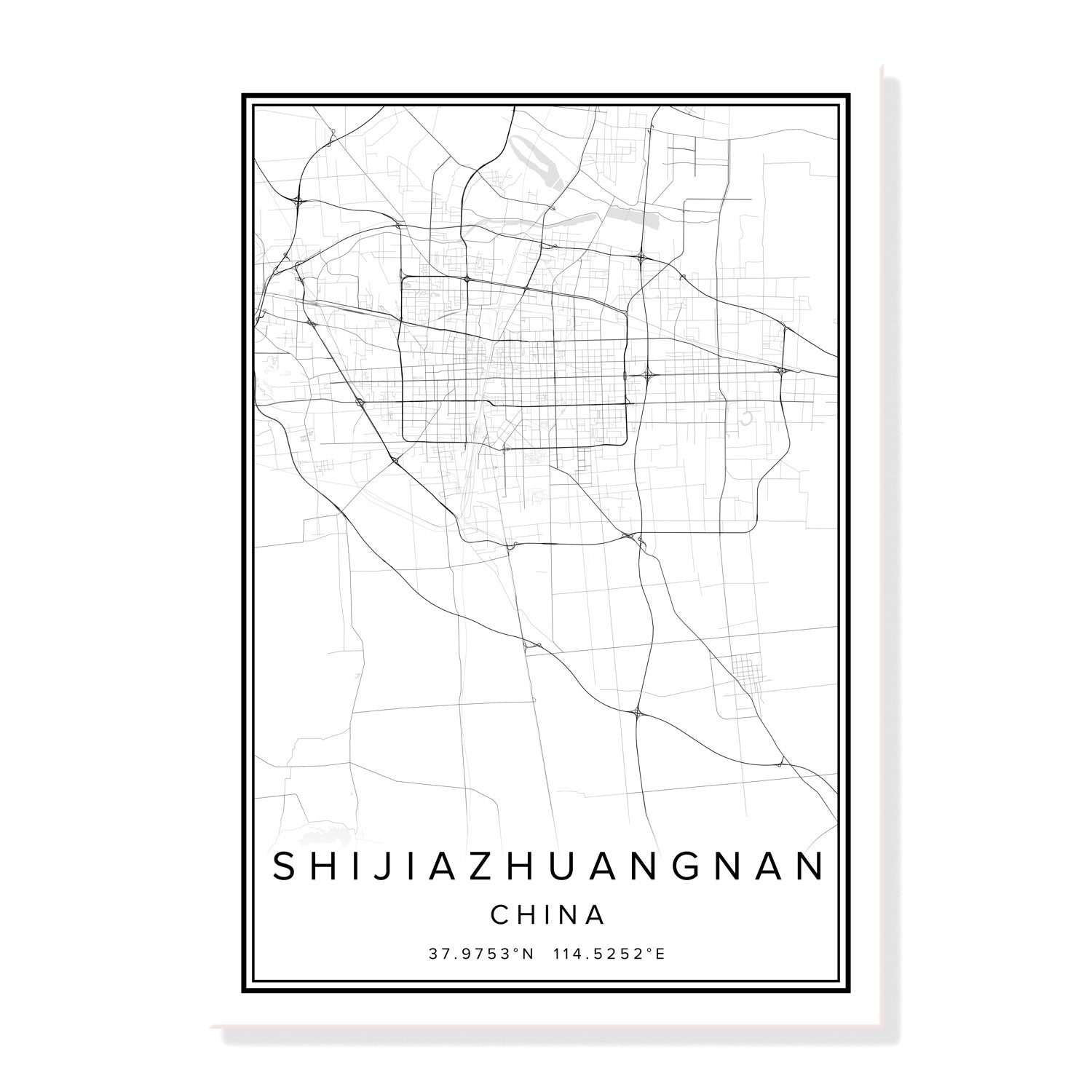 China Qingdao City Map Wall Art Canvas