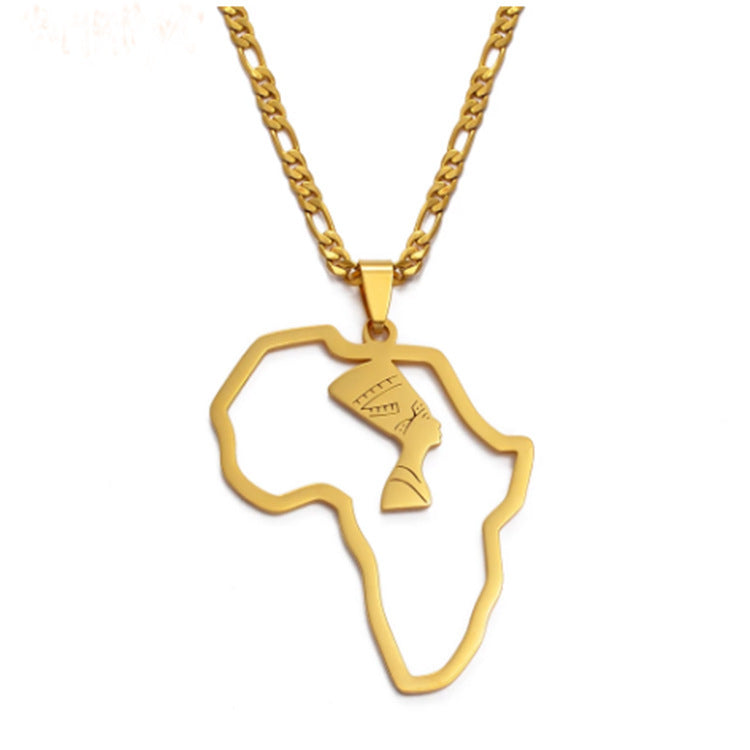 Stainless Steel Africa Map Necklace Ornament