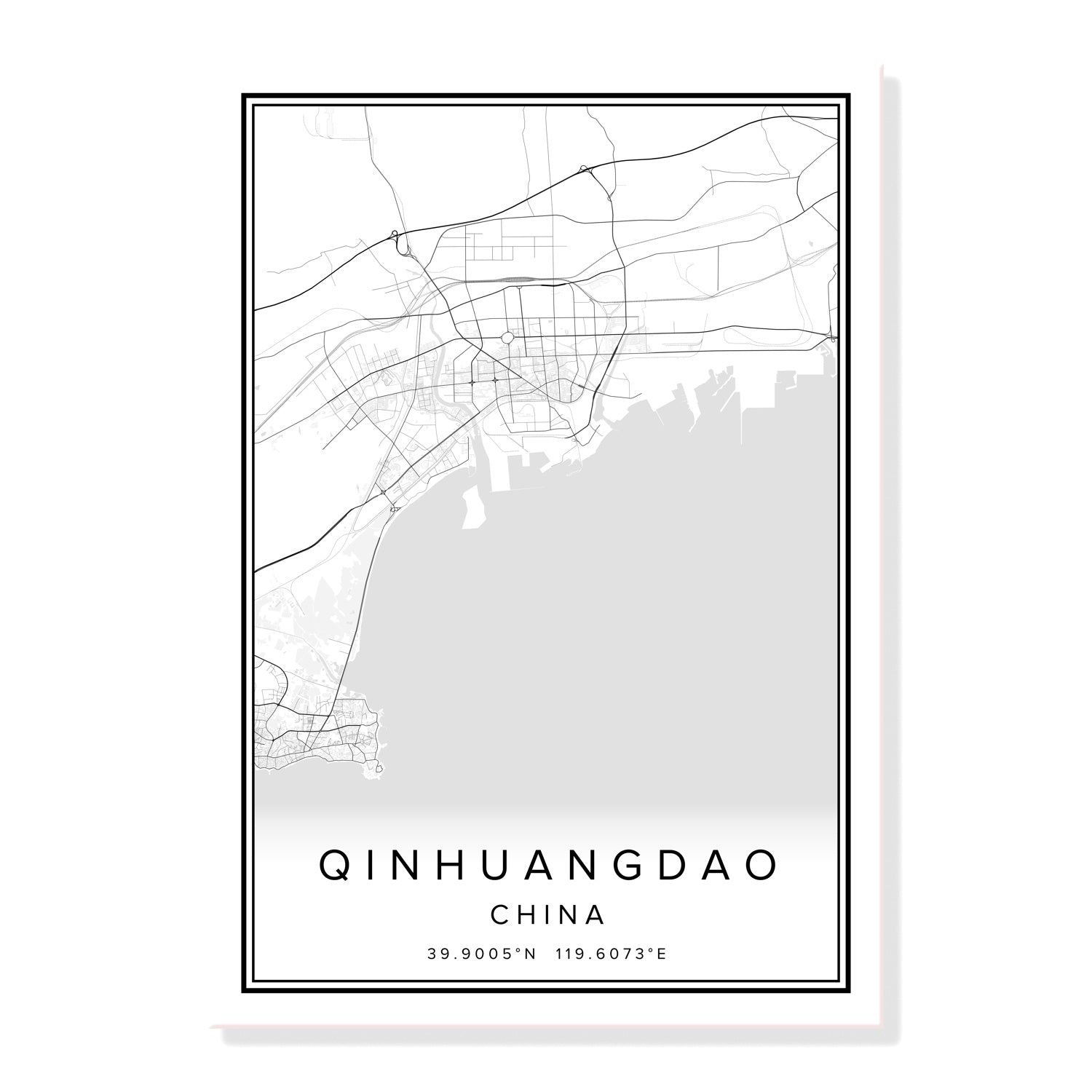 China Qingdao City Map Wall Art Canvas