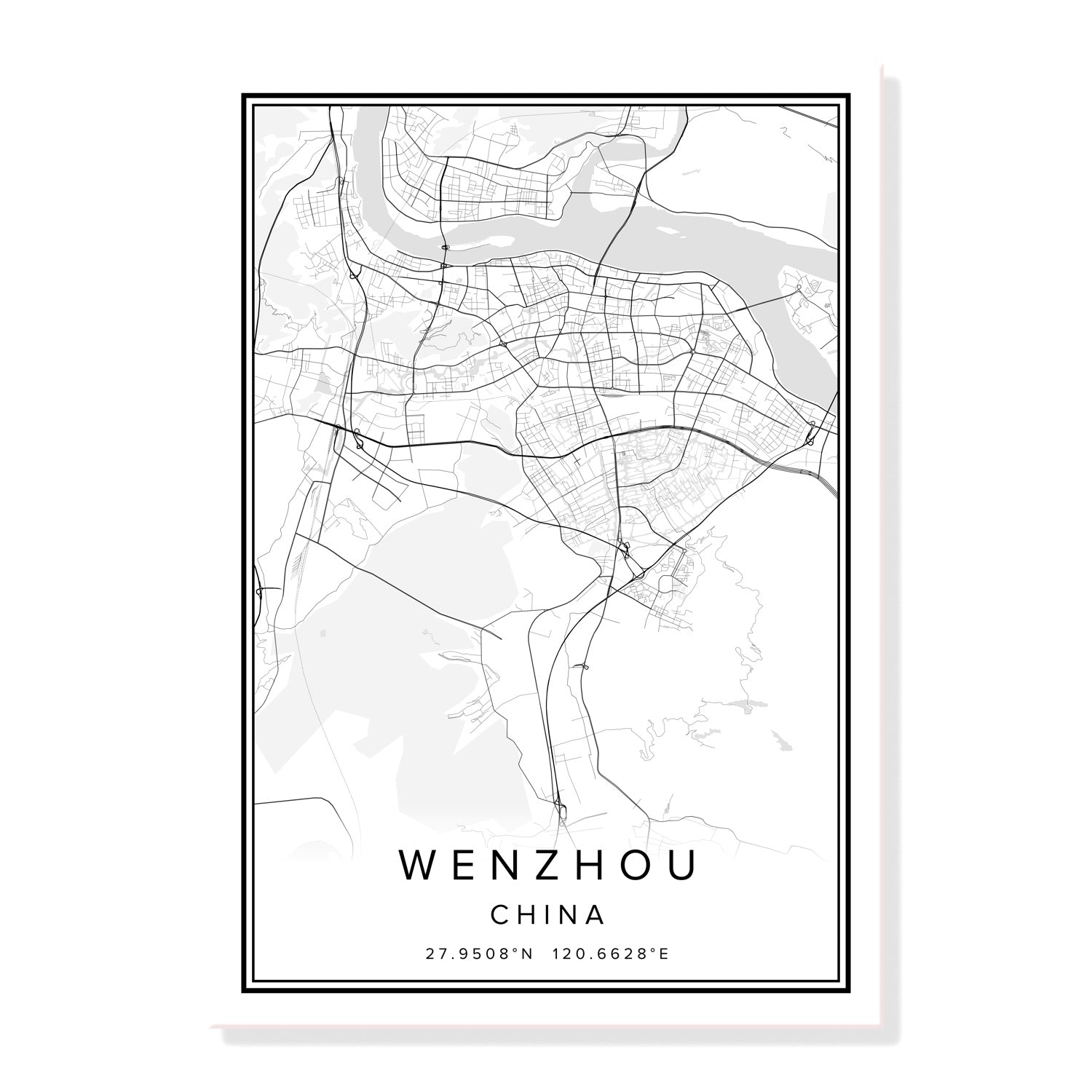 China Qingdao City Map Wall Art Canvas