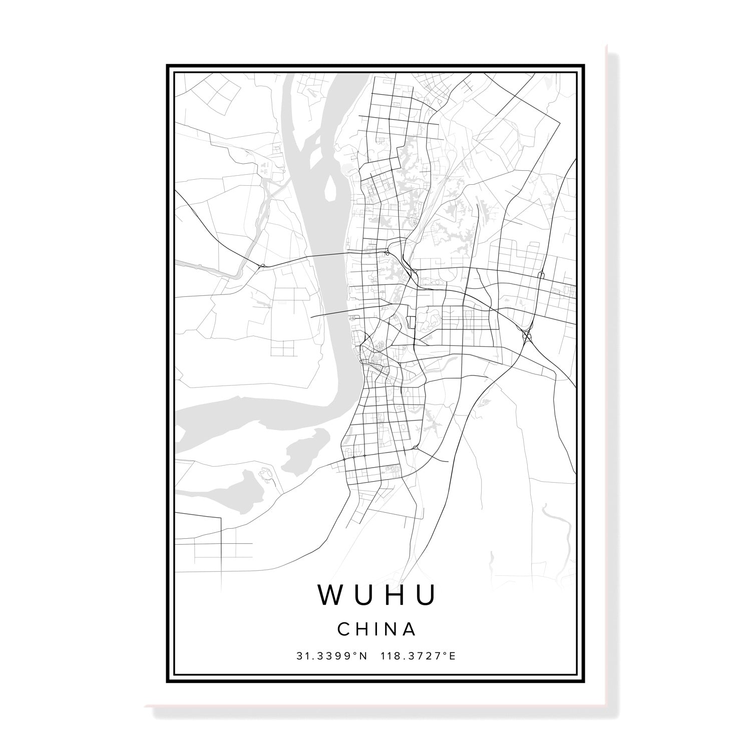 China Qingdao City Map Wall Art Canvas