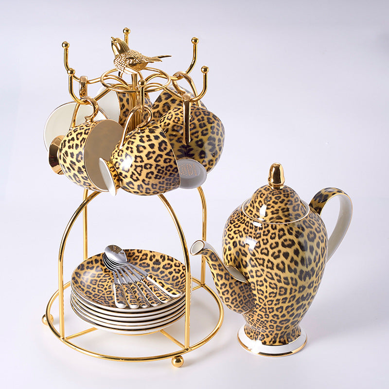 Leopard Bone China Coffee Cup And Saucer Set