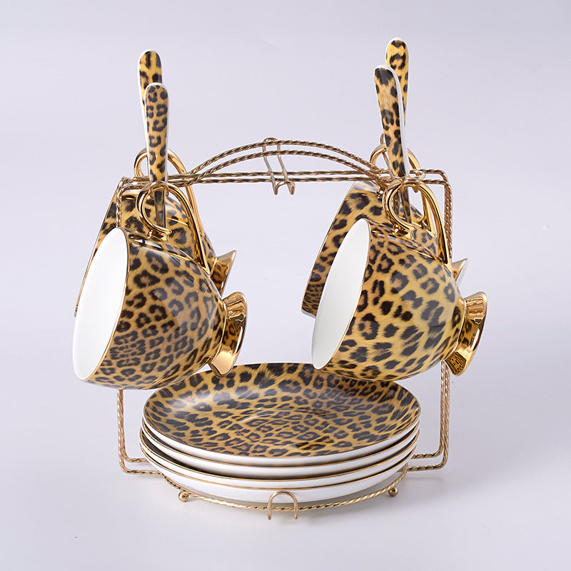 Leopard Bone China Coffee Cup And Saucer Set