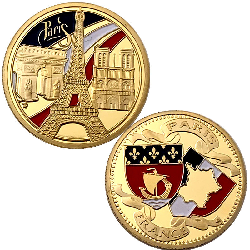 Eiffel Tower Gold Plated Commemorative Coin Customized