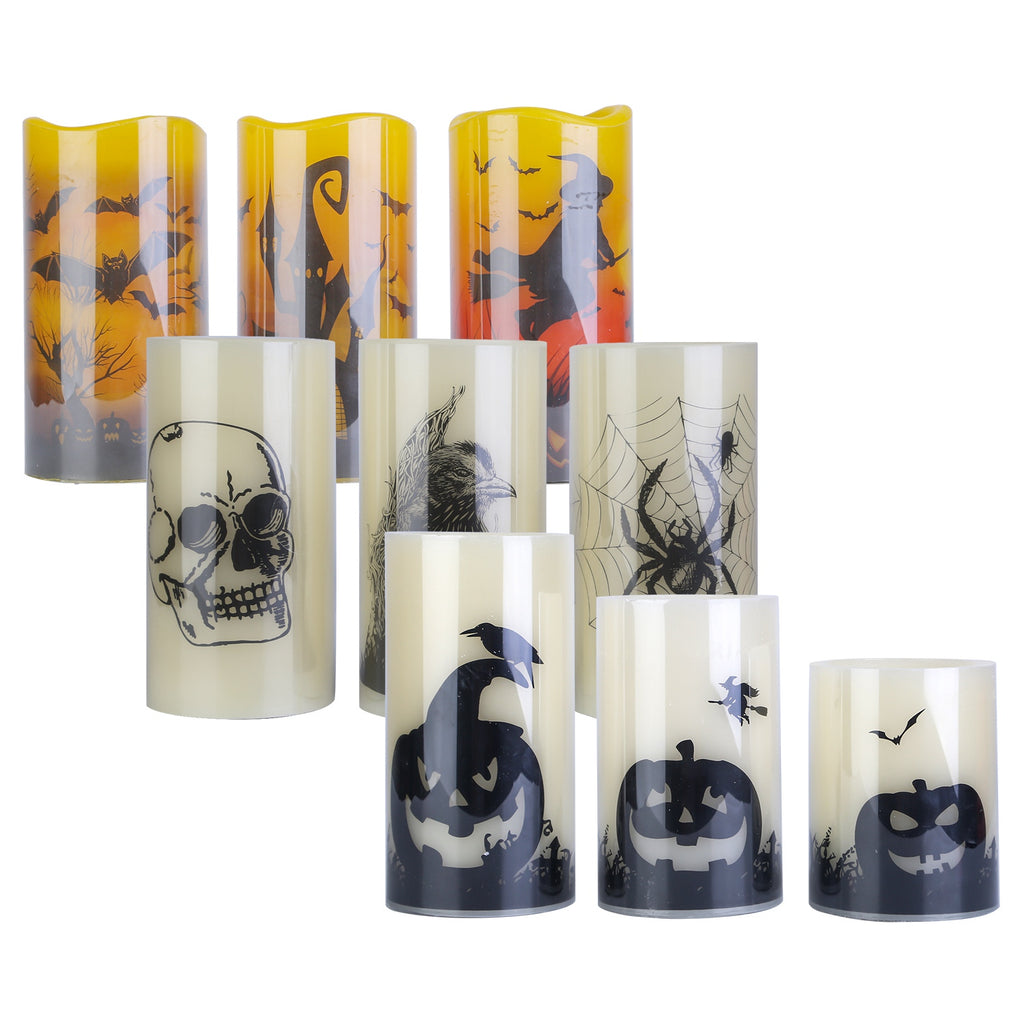 Halloween Flameless Candle Lamps, Set of 3 with 6-Hour Timer – image 1