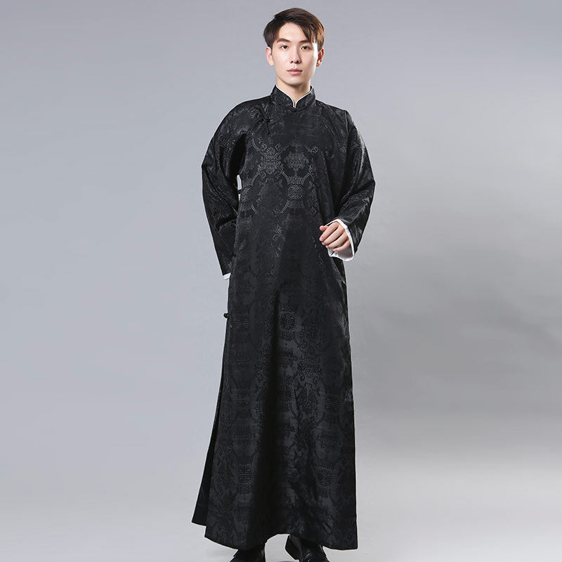 Republic Of China Style Men's Chinese Style Groomsmen Dress Gown Robe Mandarin Tang Suit
