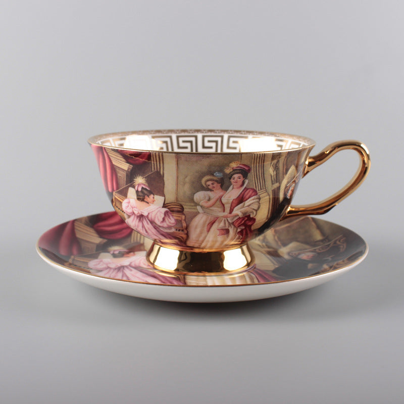 European Style Coffee Cup Plate Bone China Ceramic Cup Phnom Penh